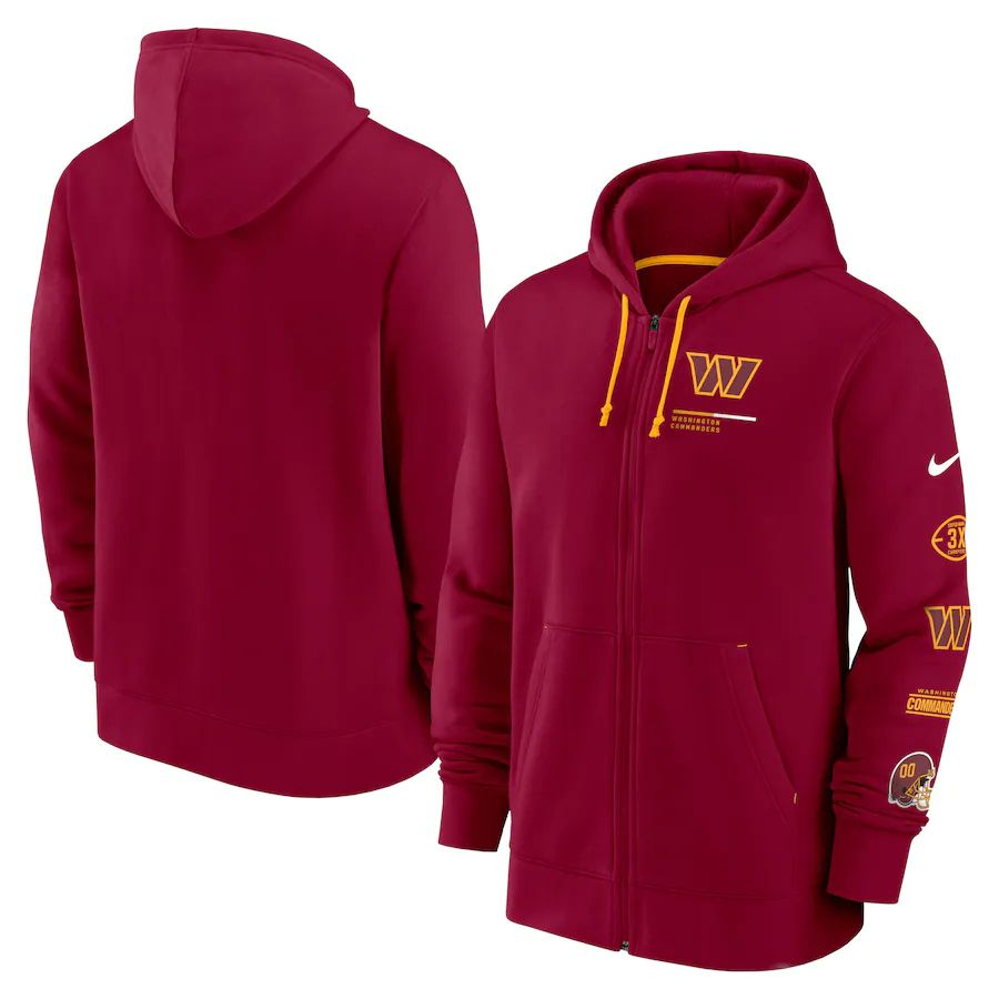 Men Washington Commanders nike burgundy surrey full zip hoodie